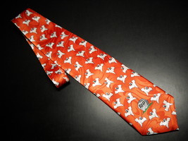 Walnut Ridge Neck Tie Tossed Repeating Ghosts on Orange Halloween Background - £8.81 GBP