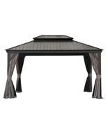 10&#39;x14&#39; Hardtop Metal Gazebo: Dual-Layer Steel Roof, Curtain &amp; Netting - $29,048.62 MXN