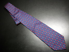Brooks Brothers Makers Neck Tie Silk Printed in Italy Blue with Red Colors - £9.38 GBP