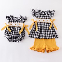 Gingham Little Sis Big Sis Matching Outfit, Baby Girl Romper, Sibling Matching - £31.08 GBP