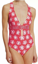 NWT $114 Michael Kors Coral Peach Floral Sexy One Piece Keyhole Swimsuit Size 8 - £45.55 GBP