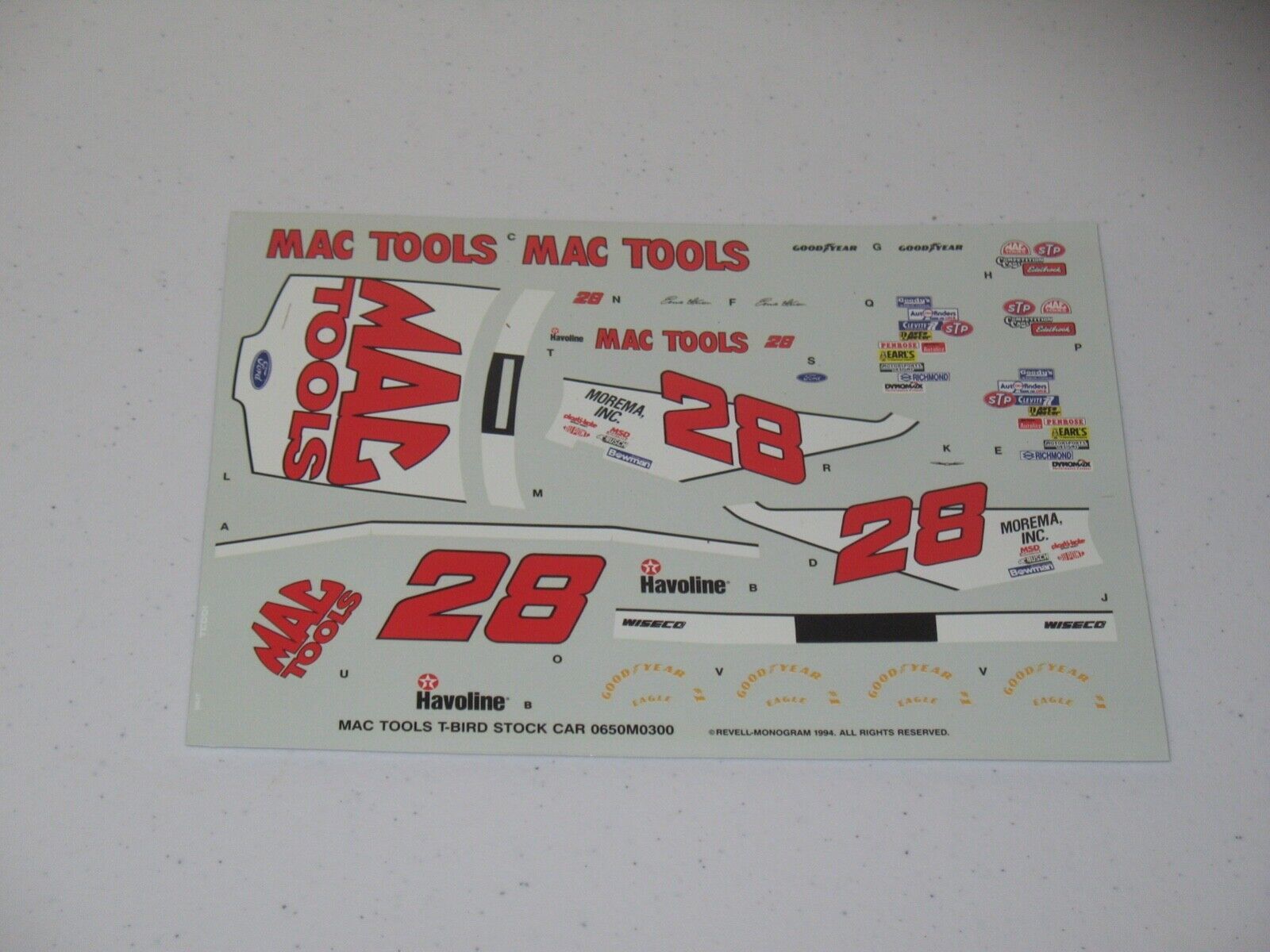 Monogram 1/24 Decals 28 Mac Tools Ford T-Bird Ernie Irvan NASCAR Stock Car NOS - $14.99