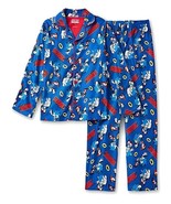 Sonic the Hedgehog Boy's Blue Rings Print Flannel Button Down Pajama Set, Size 8 - $24.74