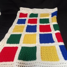 Handmade Crochet Afghan Blanket Throw Granny Square  Multi Color Squares - £26.74 GBP