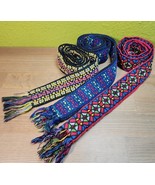 3 Vintage Kim Craftsman Belts Hippie Boho Woven Blue Red Green Yellow Pi... - $80.46 CAD