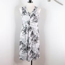 New QVC Denim &amp; Co Women&#39;s M Black &amp; White Floral Stretch Sleeveless Dress - £16.87 GBP