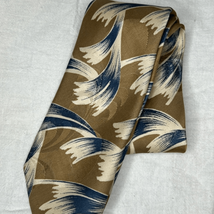 BOSS Hugo Boss Tan Blue &amp; White Woven Silk Neck Tie - £10.92 GBP