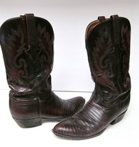 LUCCHESE CLASSIC BOOTS HAND MADE LIZARD WESTERN COWBOY BROWN 7.5 2E - £195.61 GBP