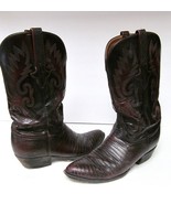 LUCCHESE CLASSIC BOOTS HAND MADE LIZARD WESTERN COWBOY BROWN 7.5 2E - £195.61 GBP