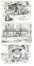 3 Williamsburg Virginia Charles Overly Drawing Postcards Raleigh Tavern Wren  - £9.47 GBP