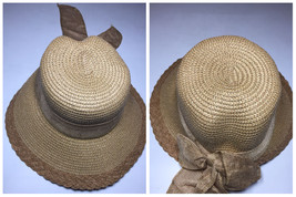 Women&#39;s Black Bow Straw Natural Packable Cloche Floppy Summer Sun Hat - ... - £31.92 GBP