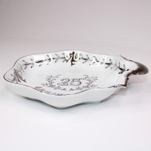 Lefton Leffon China Hand Painted 25th Anniversary Dish Japan 7726 White &amp; Silver - £9.94 GBP
