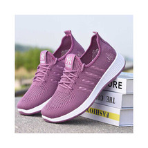 Slip-On Sneakers for Women   Purple White mesh top design allows feet to breathe - £21.46 GBP