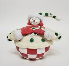 Snowman dots checked Trinket box mixed media Winter Collection United Design - £8.41 GBP