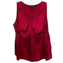 Lane Bryant Red Satin Sleeveless Blouse Womens Size 28 V-Neck - £14.35 GBP