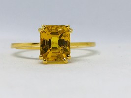 Natural 3.21 carat octagen shape yellow sapphire ring in 14k gold - £821.54 GBP