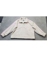 adidas Sweatshirt Girls Medium Gray Crop Loose Fit Two Stripes 1/4 Snap ... - $26.35
