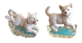 Lot 2x Arctic Antics 1998 Hamilton Collection Snow White Wolf Puppy Figu... - $367.32 MXN