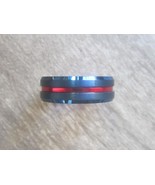 Ebay Wedding Ring For Men or Women 10mm Blue Tungsten Band w Red Groove ... - $68.31