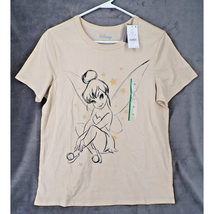 Disney T-Shirt Women&#39;s M Tinkerbell Cream Graphic Shirt Cotton Tee Short... - £10.12 GBP