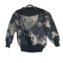 Escada Womens Top Sweatshirt Boatneck Textured Floral Gold Beige Black 38 US 8 - £15.18 GBP