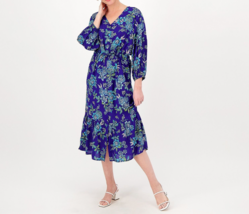 Candace Cameron Bure Petite Printed Button-Front Tie Wast Dress Clematis... - $27.32