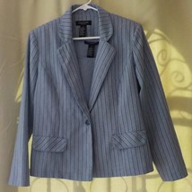 Vintage 80s Perceptions NY Light Blue Striped Blazer &amp; Top Set Women size 10  - £11.87 GBP