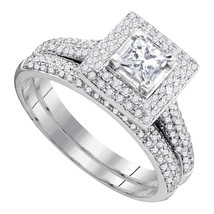 14k White Gold Diamond Princess Bridal Wedding Engagement Ring Band Set 1/3 Ctw - £1,250.06 GBP