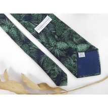 Perry Ellis Portofolio vintage cone leaf blue green men&#39;s tie silk italy - £7.39 GBP