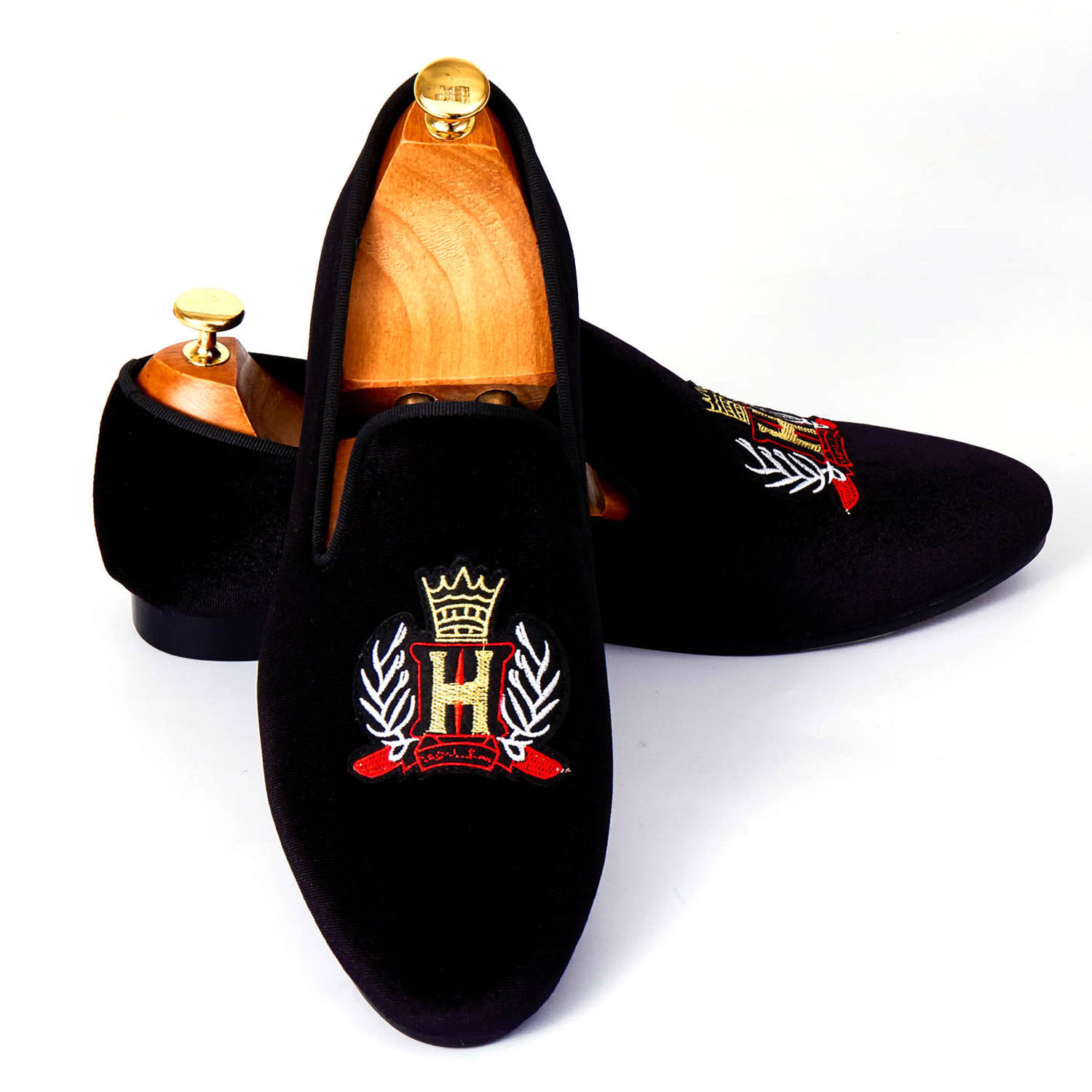 New Harpelunde Handmade Velvet Embroidery Shoes Slippers Wedding Loafer Shoes 2