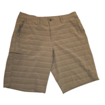 Oneill Men&#39;s Shorts Size 34 Striped Brown Tan Crossover Casual Beach Shorts - $16.88