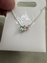 Disney Parks Mickey Mouse Pink with Blue Faux Gem Silver Color Necklace NEW