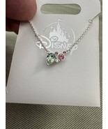 Disney Parks Mickey Mouse Pink with Blue Faux Gem Silver Color Necklace NEW - $54.19 CAD