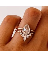 2.5 Pear Moissanite Engagement Ring Set, Teardrop Bridal Ring Set In 925... - £87.60 GBP