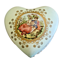 Trinket Jewelry Box Lefton China Japan Heart Shape Porcelain Bisque Vintage - $17.63