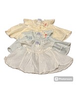 Vintage 80s Infant Baby Girl Dress Lot 3 Yellow Blue White 3-6 Months NE... - $28.50