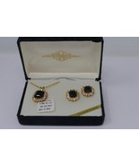 Genuine Crystal Gold Tone Pierced Earring &amp; Necklace Set - £27.51 GBP