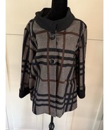 YUSHI 3/4 Sleeve Cowl Neck Top Size M Two Button Cardigan/Jacket Plaid - €29,92 EUR