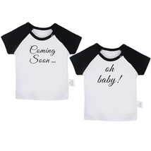 2PCS Coming Soon &amp; Oh Baby Pregnancy Announcement Baby T-shirt Graphic Tee Tops - £15.73 GBP