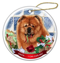 Red Chow Chow Dog Porcelain Hanging Ornament Pet Gift Santa I Can Explain! - £25.30 GBP