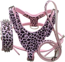 Leather Spiked Studded Medium &amp; Large Dog Collars, Harnesses &amp; Leashes 3Pcs Matc - $34.99