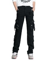 Xudom Womens Casual Cargo Pants with Multi-Pockets Cotton Black M32. NWOT - $28.80