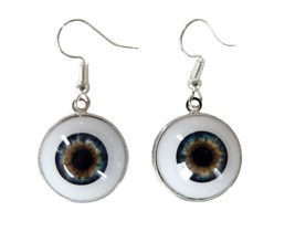 Dead Head Props Realistic eyeball earrings stainless steel 14mm blue - $14.99