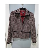 Classiques Entier Tweed Blazer Jacket Red Black Plaid Wool Blend Size 2 - $1,116.00 MXN