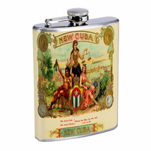 Vintage Cigar Box Poster D7 Flask 8oz Stainless Steel Hip Drinking Whiskey - £11.69 GBP