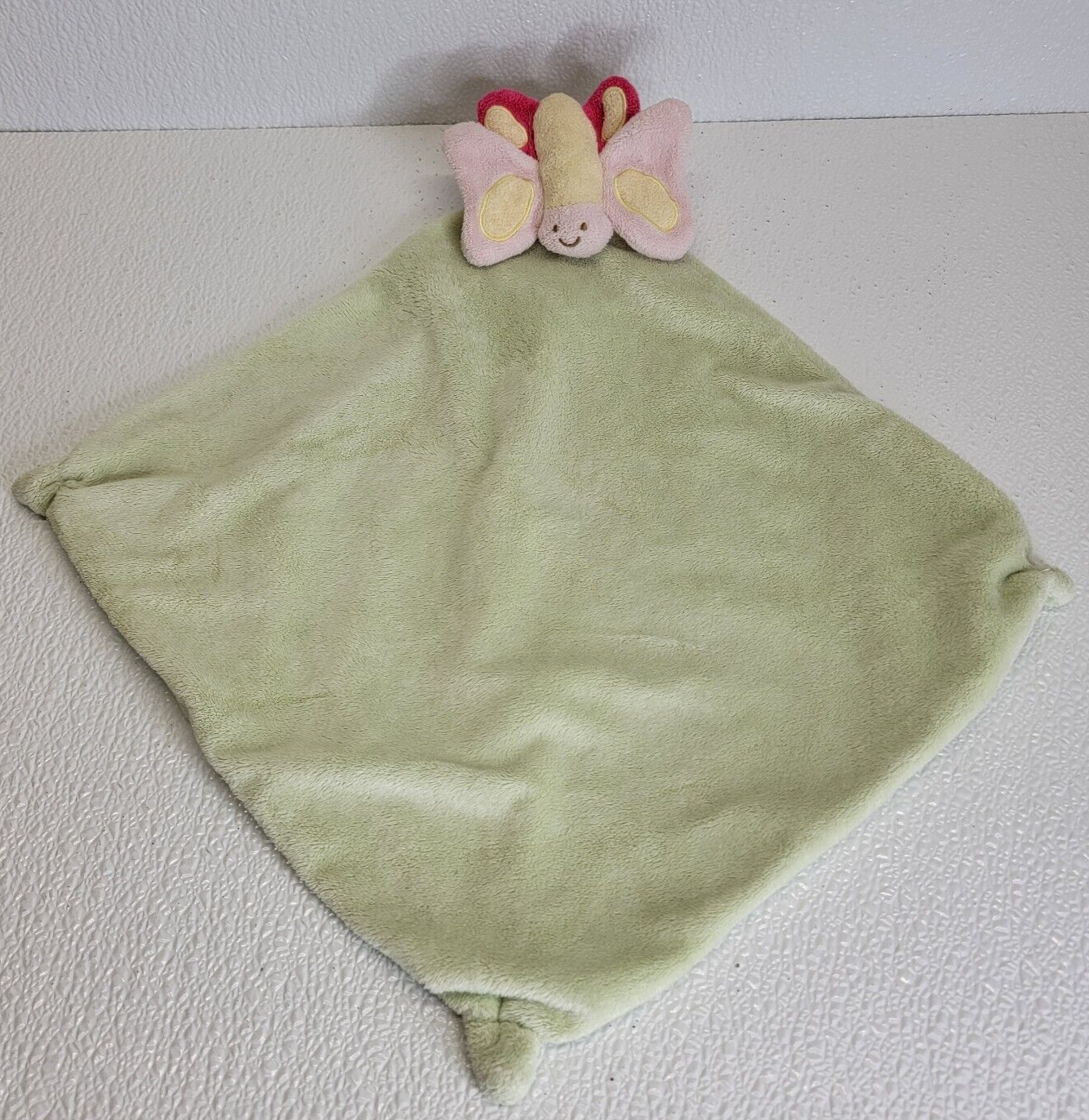 Angel Dear - Green Pink Butterfly Lovey Security Blanket Baby Blankie HTF 2007 - £31.91 GBP