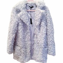 Romeo + Juliet Couture Grey Blue Faux Curly Fur Coat NWT Mob Wife - £147.29 GBP