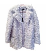 Romeo + Juliet Couture Grey Blue Faux Curly Fur Coat NWT Mob Wife - £147.05 GBP