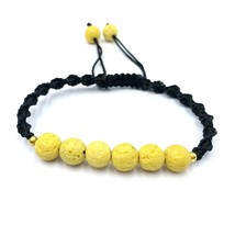 Dyed Yellow Lava 8x8 mm Round Beads Handmade Thread Bracelet AB8-96 - £5.05 GBP