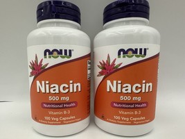 2x Now Foods NIACIN (Vitamin B-3) 500 mg, 100 capsules (200 Total) Suppl... - £16.92 GBP